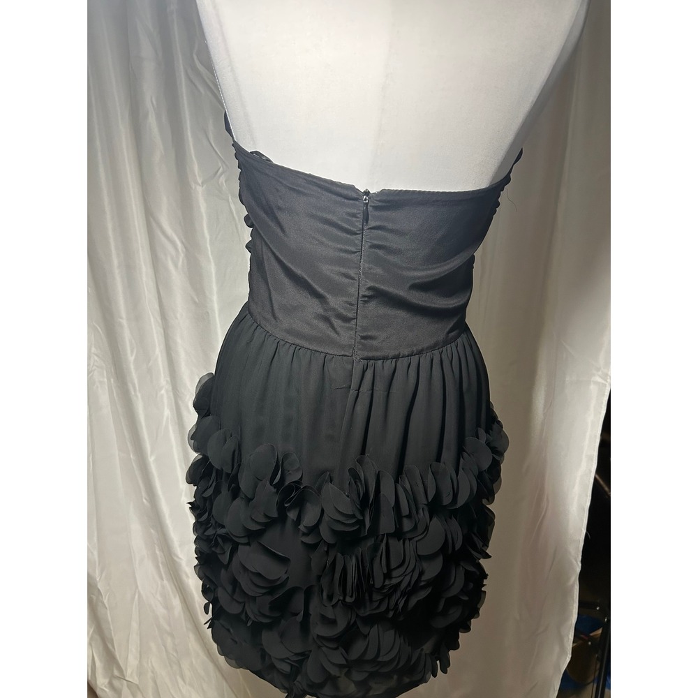 Anthroi Myne Ashley Ann Black Strapless Petal Mini Dress Ruched Size 6 - Picture 3 of 6